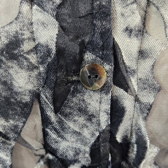 Vintage Chico's Black White Floral Sheer Mesh Burnout Lightweight Jacket Y2K - Picture 5 of 7